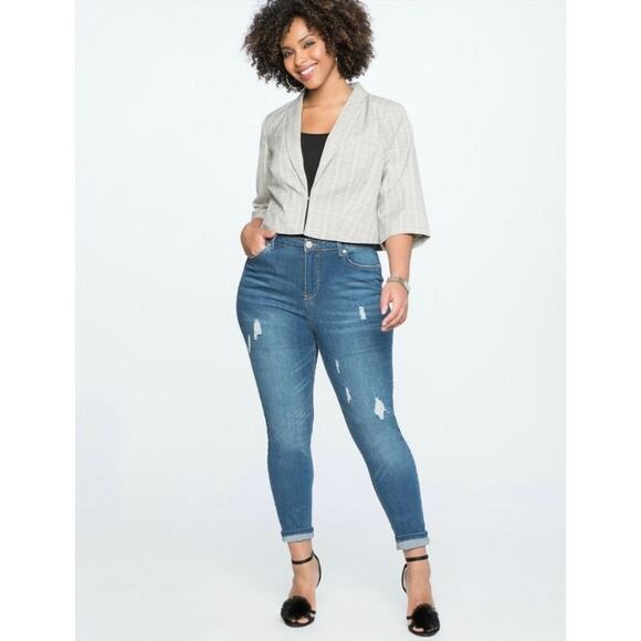 NWT Eloquii Plaid Cropped Blazer - Picture 4 of 10